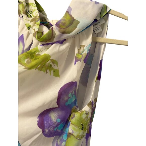 Dressbarn Floral Halter Top With Ruffled Hem Size L Flower Print Sleeveless top - Picture 8 of 12